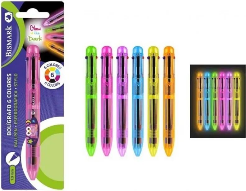 BOLIGRAFO 6 COLORES BRILLA EN LA OSCURIDAD
