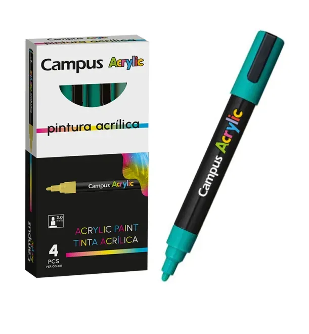 ROTULADOR ACRILICO CAMPUS VERDE OSC.(4 UNID)