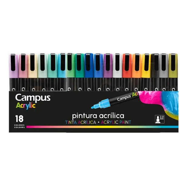 ROTULADOR ACRILÍCO CAMPUS 18 COLORES