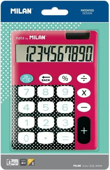 CALCULADORA MILAN ROJA DOTS 10 DIGITOS