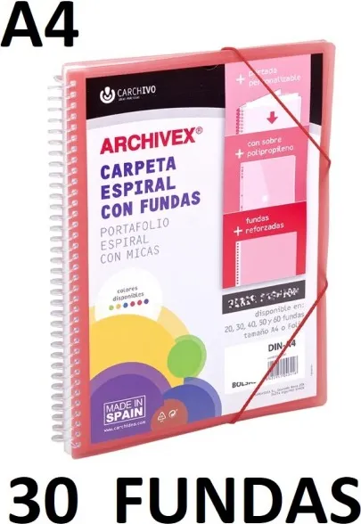 CARPETA 30 FUNDAS A4 ESP.CANGURO ARCHIVEX STAR ROJO