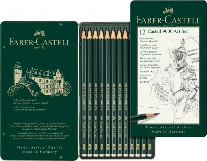 Estuche 12 LAPICES Faber Castell 9000 8B-2H