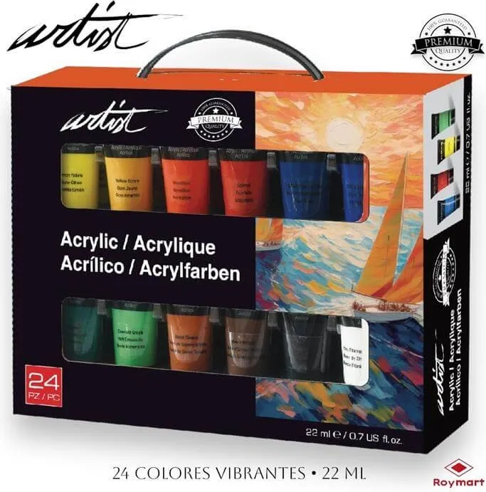 Estuche Acrílico Artist Tubos 24 Colores 22ML