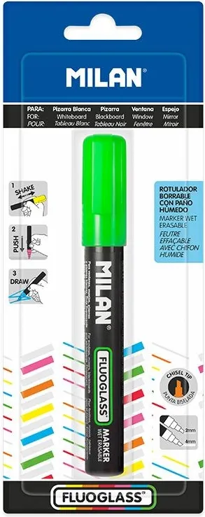 Rotulador Tiza Milan Fluoglass Blister Verde