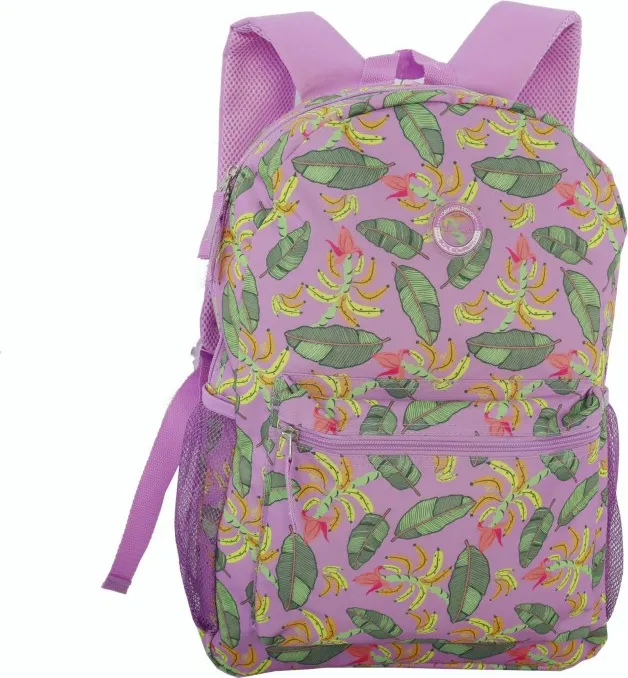 Mochila Clio Plátanos Lila 43X30X13 C/2 Cremalleras