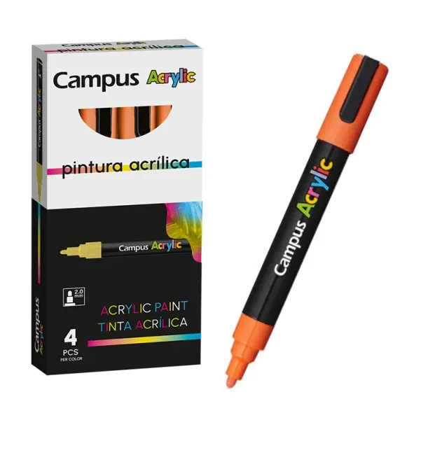 ROTULADOR ACRILICO CAMPUS NARANJA (4 UNID)