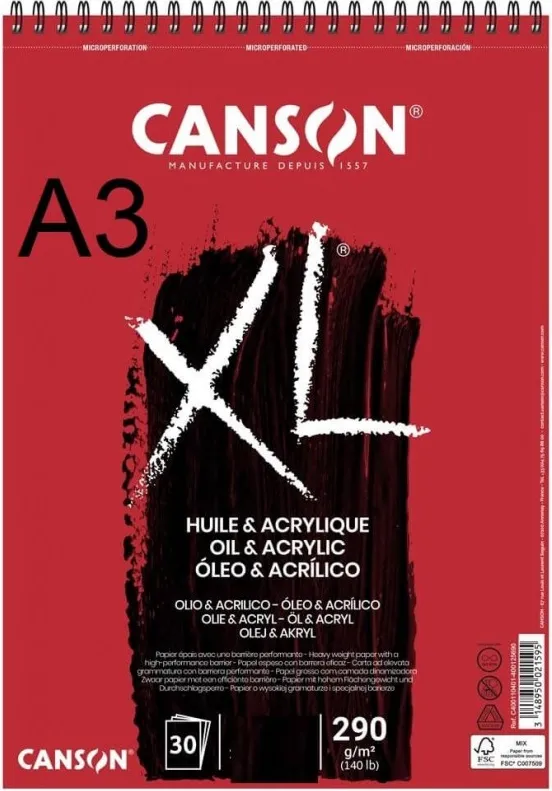 BLOC CANSON XL OLEO Y ACRILICO A3 30H
