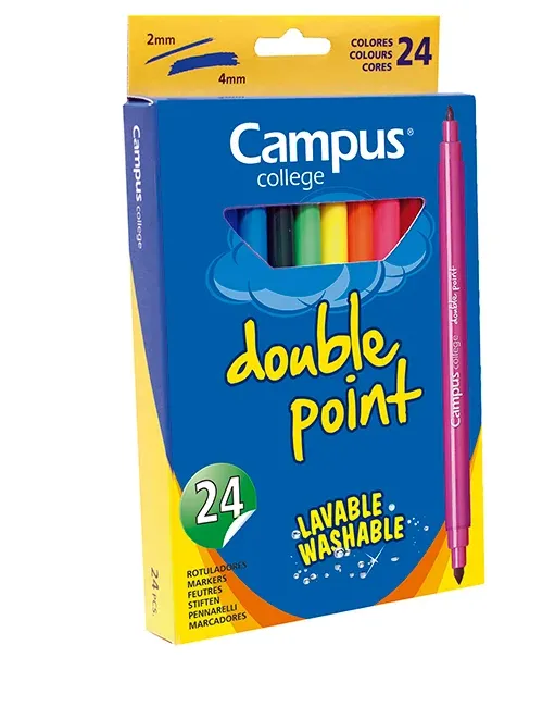 ROTULADOR 2 PUNTAS CAMPUS 24 COLORES
