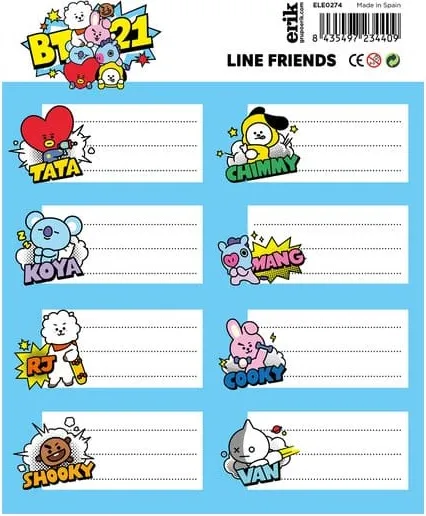 ETIQUETAS ESCOLARES BT21