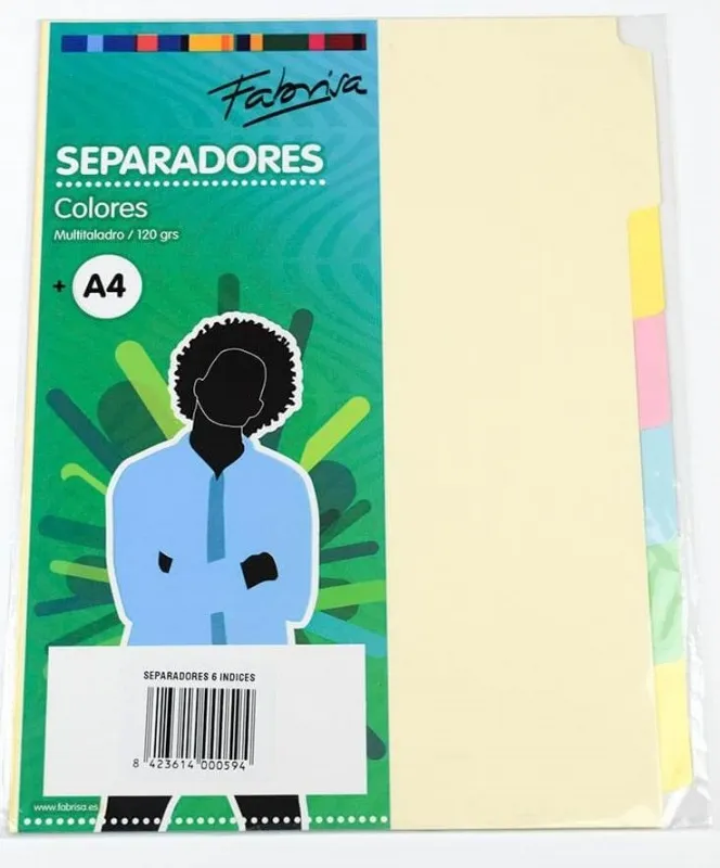 SEPARADOR CARTON PASTEL A4 6 POSICIONES