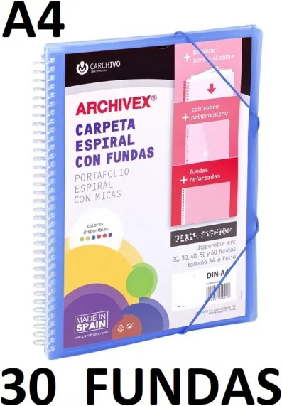 CARPETA 30 FUNDAS A4 ESP.CANGURO ARCHIVEX STAR AZUL
