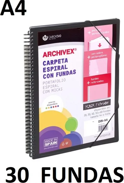 CARPETA 30 FUNDAS A4 ESP.CANGURO ARCHIVEX STAR NEGRO