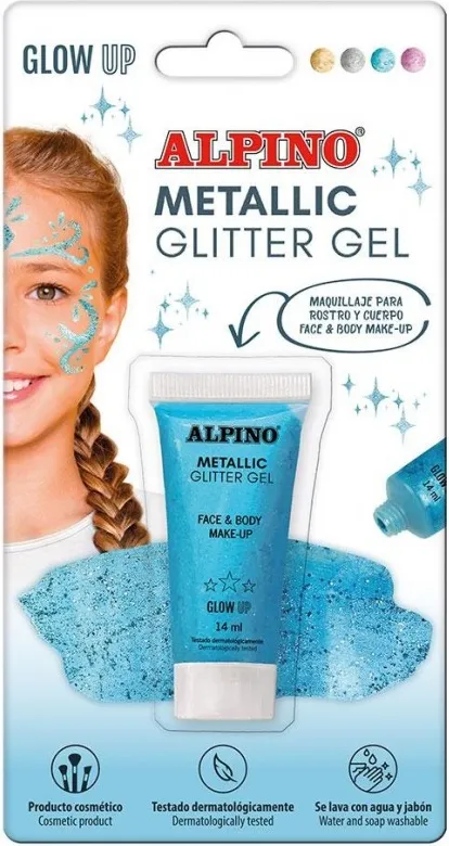 MAQUILLAJE ALPINO GEL GLITTER METALICO AZUL