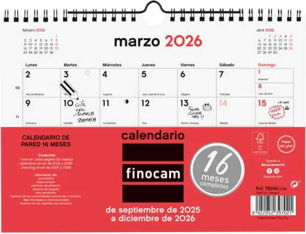 Calendario Finocam 16M Pared S 25-26