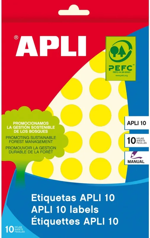 ETIQUETA APLI SOBRE AMARILLAS 19MM
