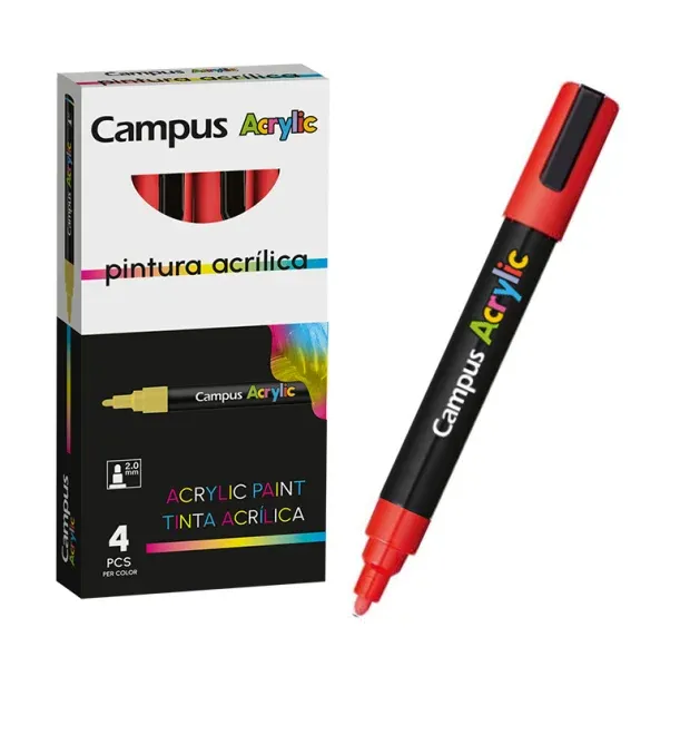 ROTULADOR ACRILICO CAMPUS ROJO (4 UNID)