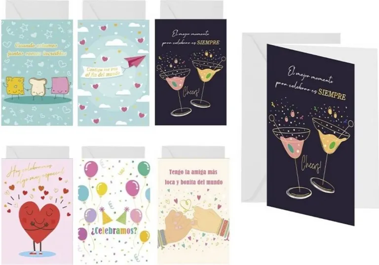 Tarjeta Felicitacion Frases Foil Dorado con sobre