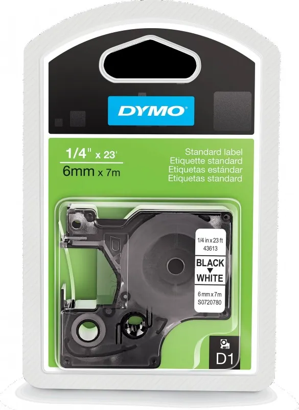 Cinta Dymo D1 6X7 Negro/Blanco