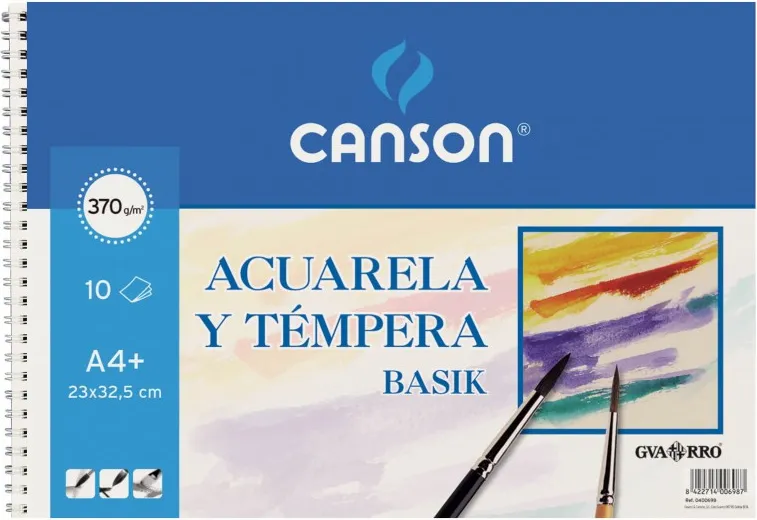 BLOC ACUARELA Y TEMPERA BASIK CANSON A4 ESPIRAL