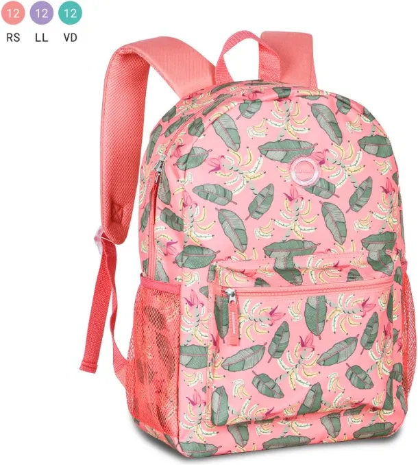 Mochila Clio Plátanos Rosa 43X30X13 C/2 Cremalleras