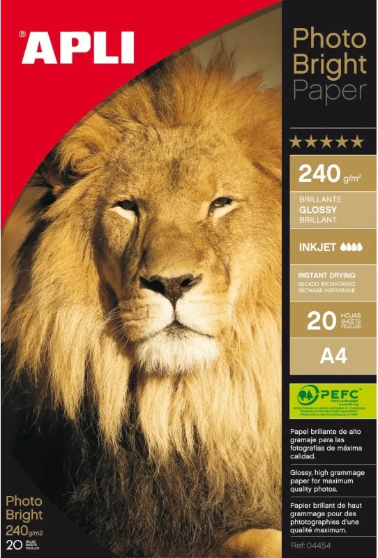PAPEL PHOTO APLI A4 GLOSSY 240GR/20H