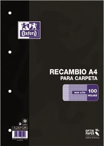 RECAMBIO A4 OXFORD 100H MILIMETRADO 90GR