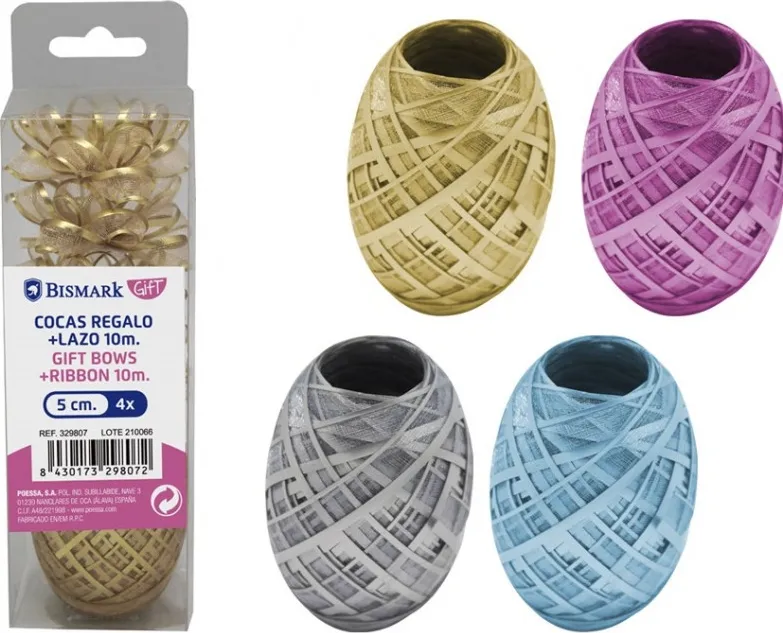 SET 4 COCAS 5 CM + LAZO 10 MTS ORGANZA