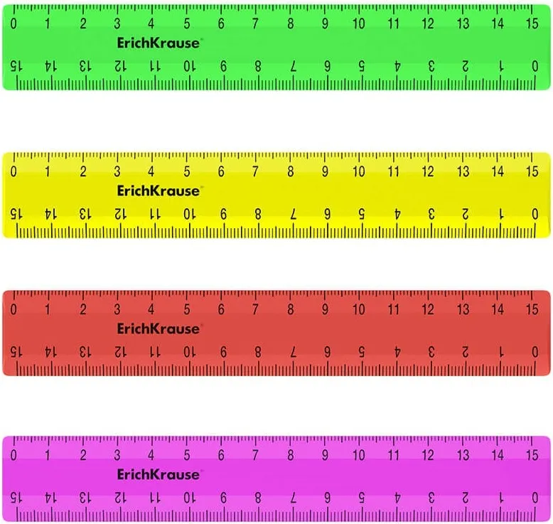SET 4 REGLAS PLASTICO 15CM