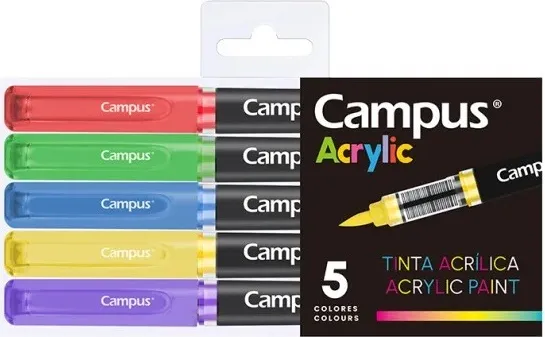 ROTULADOR ACRILICO PUNTA PINCEL CAMPUS 5 COLORES
