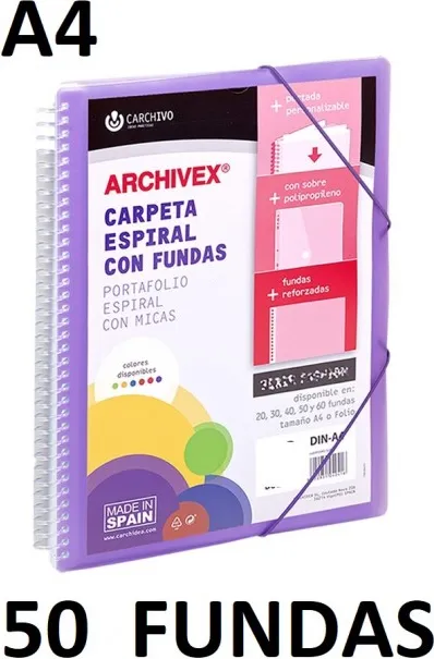 CARPETA 50 FUNDAS A4 ESP.CANGURO ARCHIVEX STAR VIOLETA
