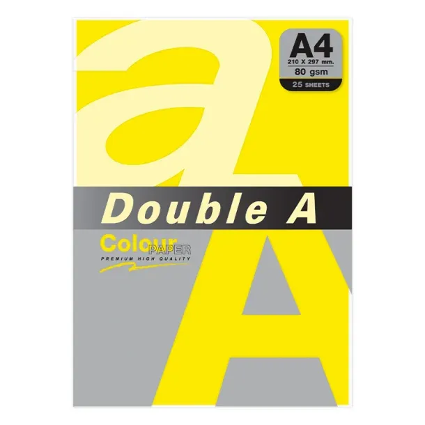 Papel Double A A4 80GR 25H Amarillo Limón