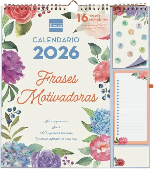 Calendario Finocam PLUS Frases Motivadoras 16 Meses 25-26