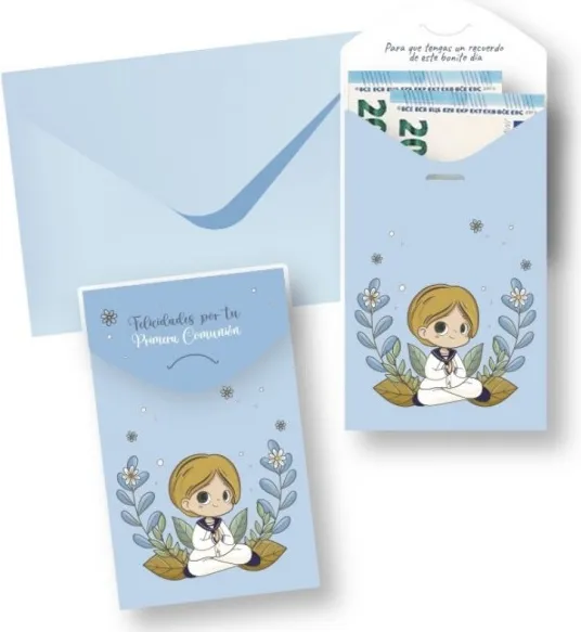 SOBRE DINERO COMUNION AZUL