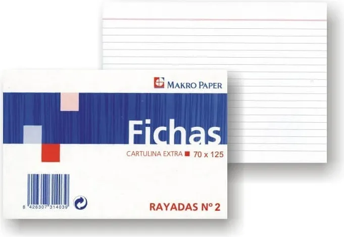 Fichas Rayadas  75X125 Nº2 100H