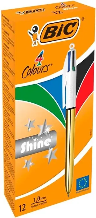 BOLIGRAFO BIC 4 COLORES SHINE ORO