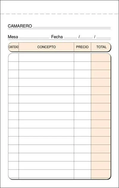 TALONARIO CAMARERO 9X14 CM COPIA T-140