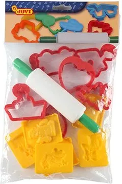 Moldes plastilina 12 unidades y rodillo