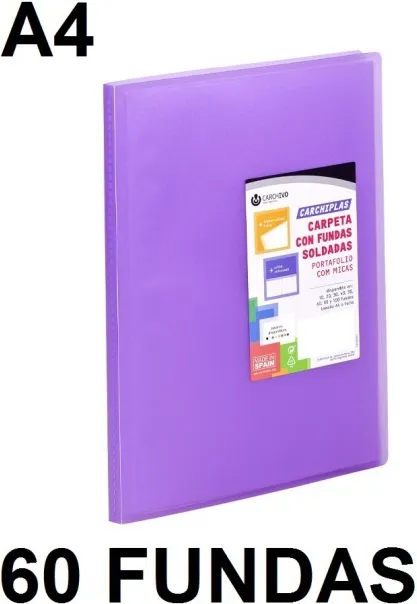 Carpeta 60 Fundas A4 Carchiplas Book Violeta