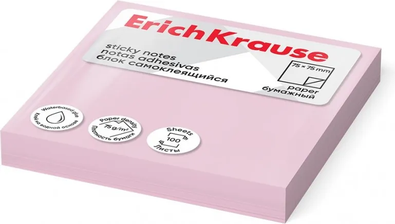 NOTAS ADHESIVAS 75X75 ROSA PASTEL ERICH KRAUSE