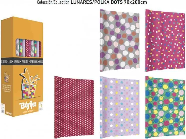 ROLLO PAPEL REGALO LUNARES 70X200