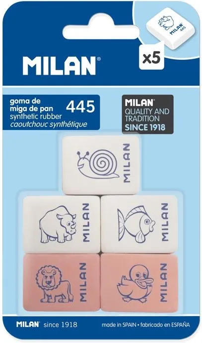 GOMAS MILAN 445 CON DIBUJO BLISTER 5 UNID