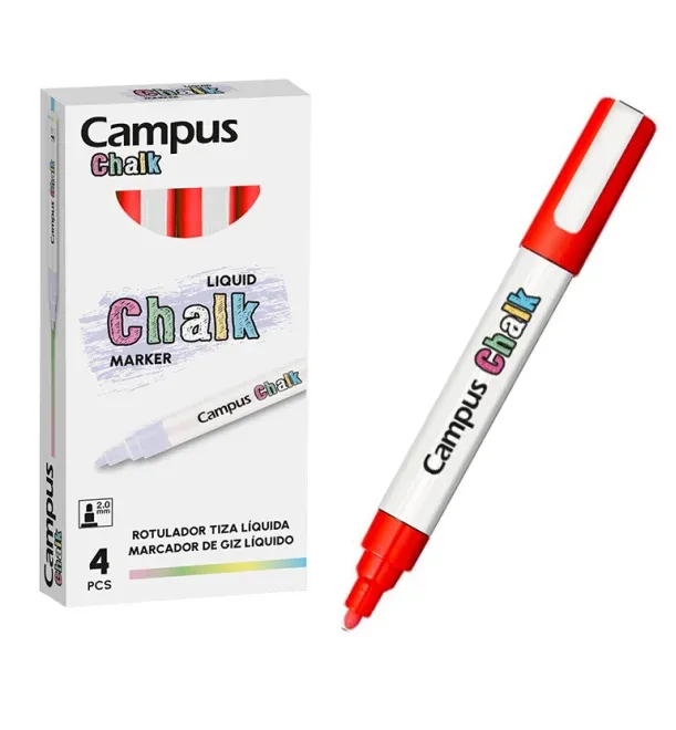 ROTULADOR CAMPUS TIZA LIQUIDA ROJO (4 UNID.)