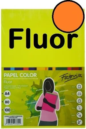 PAPEL A4 FLUOR NARANJA 80GR 100H