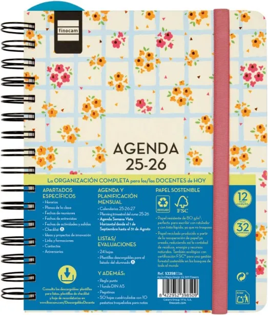 Agenda Finocam Magistral 1/4  Sv Flowers 25-26